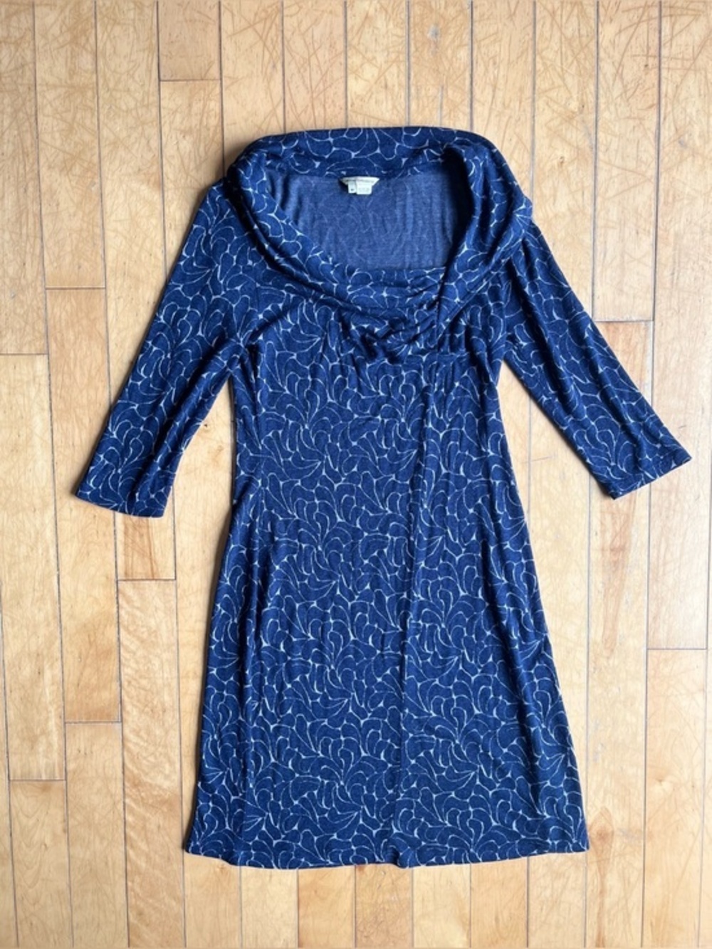 Royal Robbins Blue Floral Print Cowl Neck Dress Size Medium